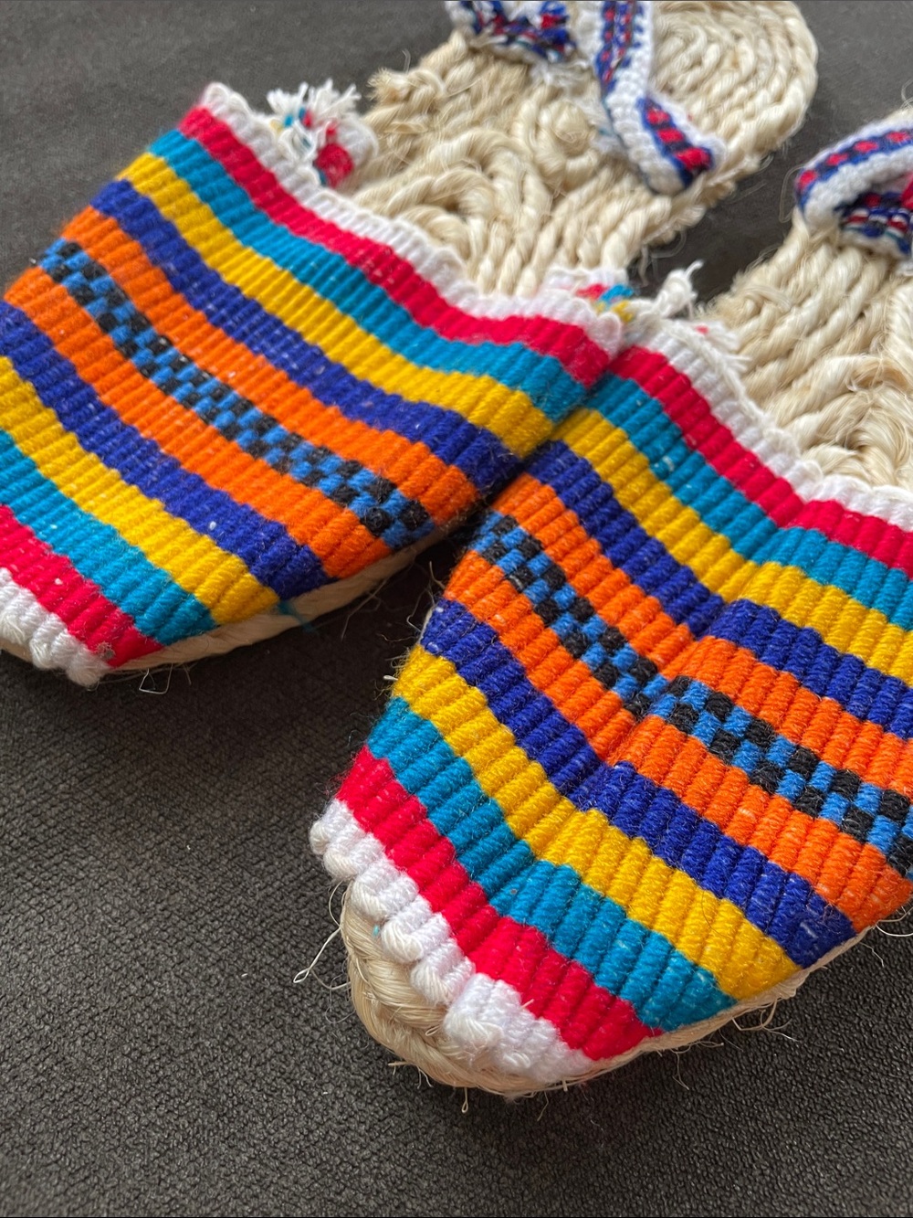 Handwoven Slip-On Sandals in Multicolor Stripe